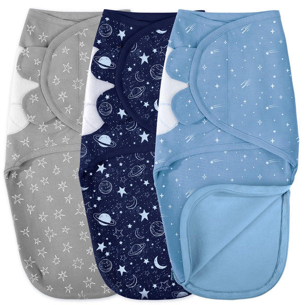 Unnivoll Baby Swaddles 0-3 Months, Newborn Swaddle Sack, Adjustable Velcro Swaddle with Zipper, 3-Pack Baby Wrap Swaddles for Boy and Girl Small